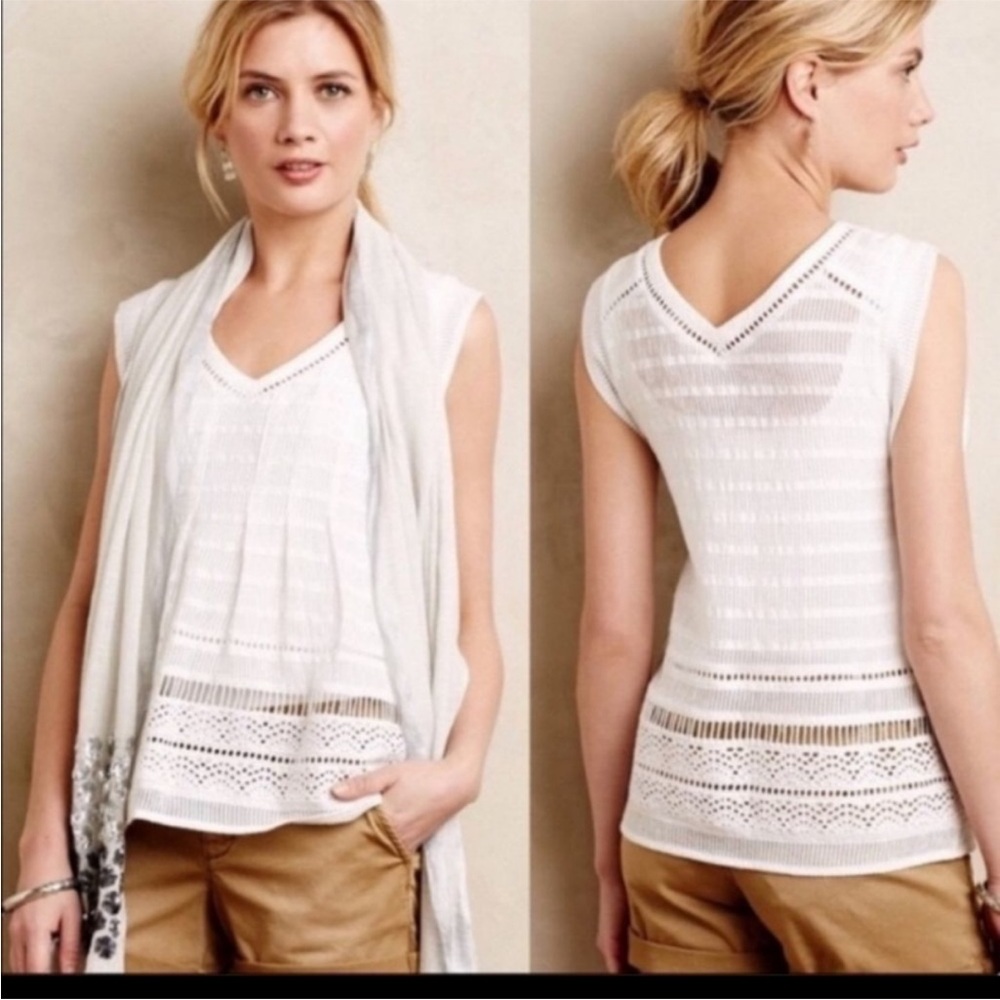 Anthropologie White Sleeveless Blouse